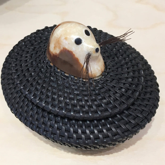 Baleen Basket with Seal, by Don Johnston
