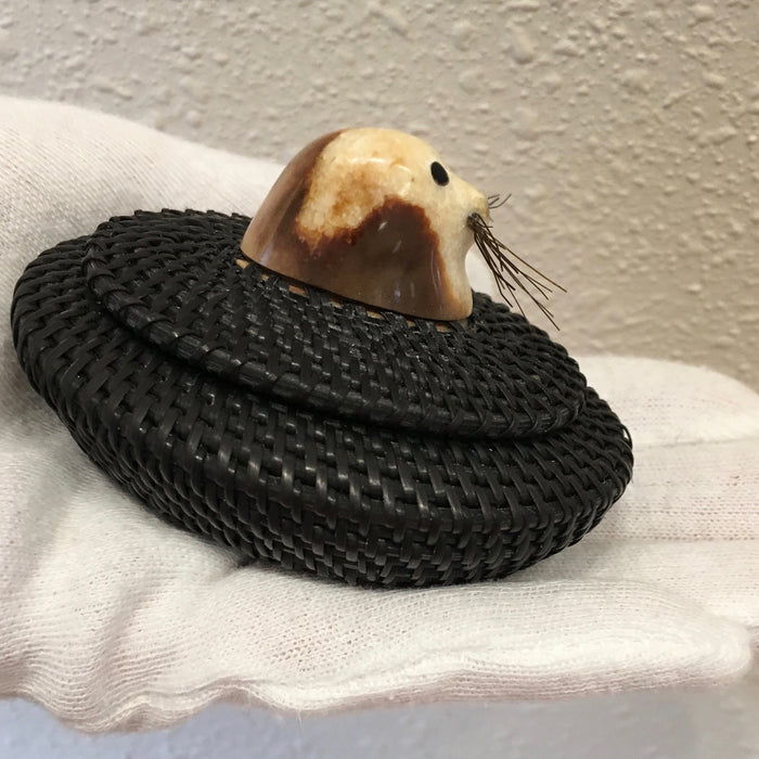 Baleen Basket with Seal, by Don Johnston