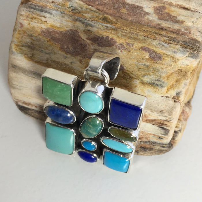 Blue Stones "Stained Glass" Pendant, by Dee Nez