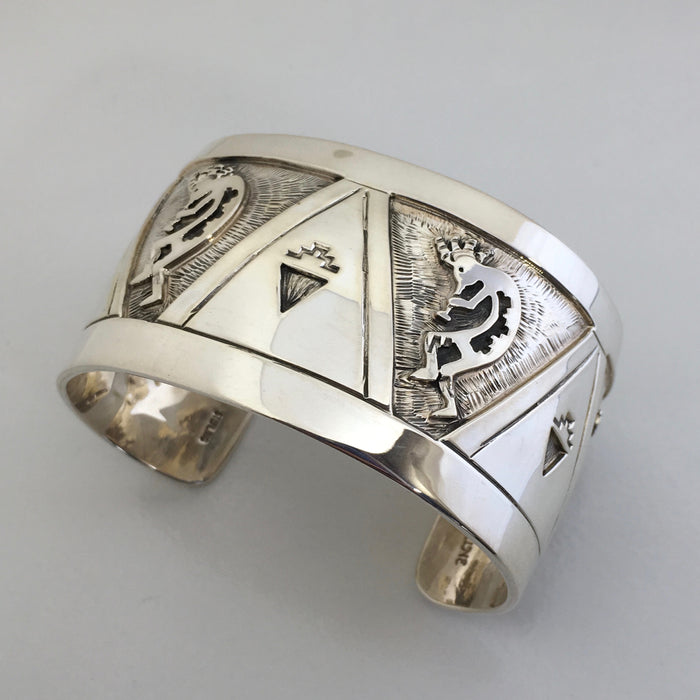 Kokapelli Sterling Silver Bracelet, by Fortune Huntinghorse