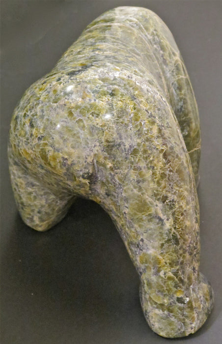 Marbled Green Serpentine Bear Carving, by Asunaa Kilabuk