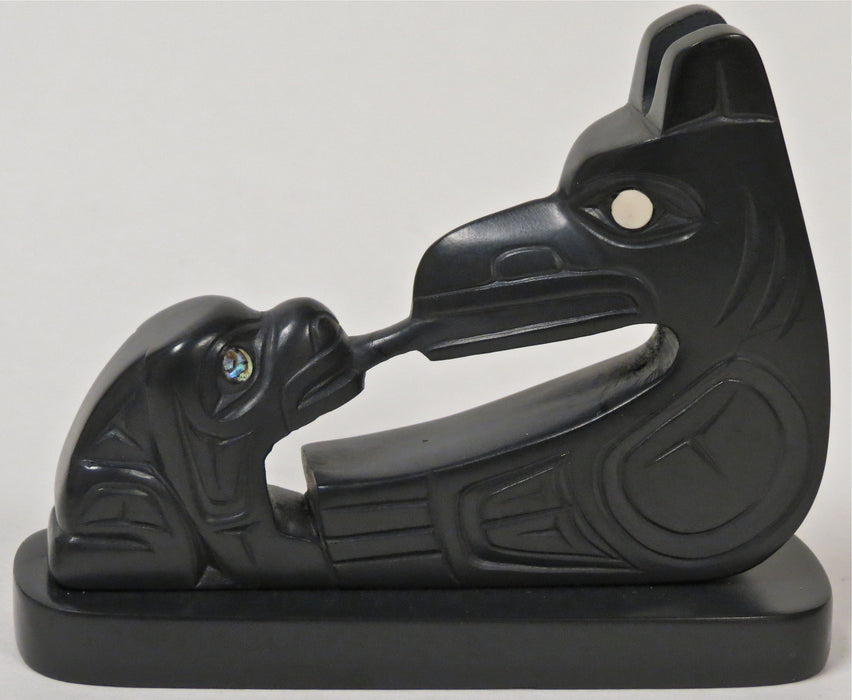 Argillite Eagle and Frog Carving, by Glenn Pollard