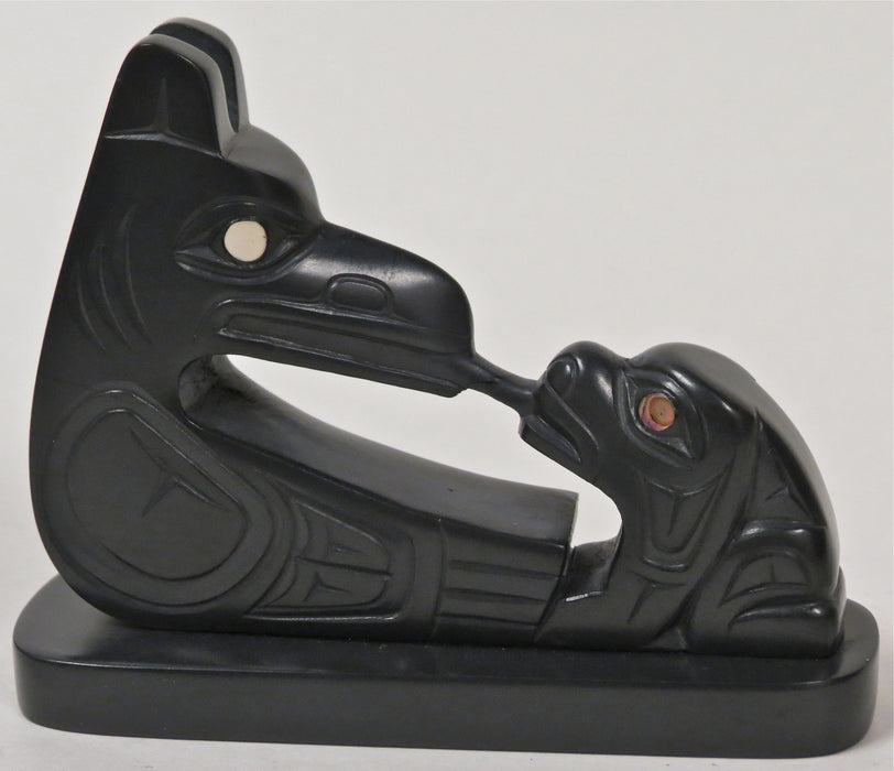 Argillite Eagle and Frog Carving, by Glenn Pollard