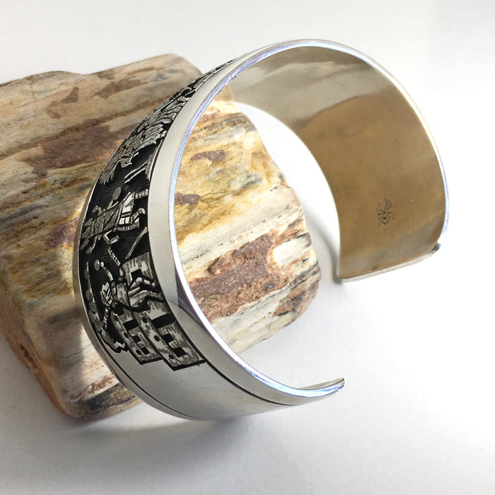 Hopi Silver Supai Kachina Dance Bracelet, by Bennet Kagenveama