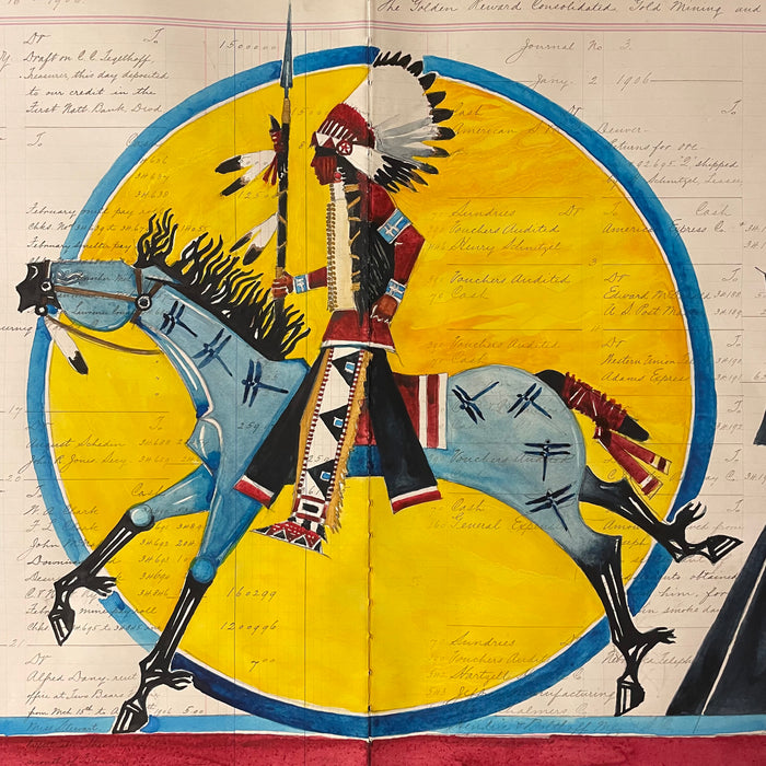 Lakota Plains Ledger Art, by Joe Pulliam, at Native American Art Gallery, Raven Makes