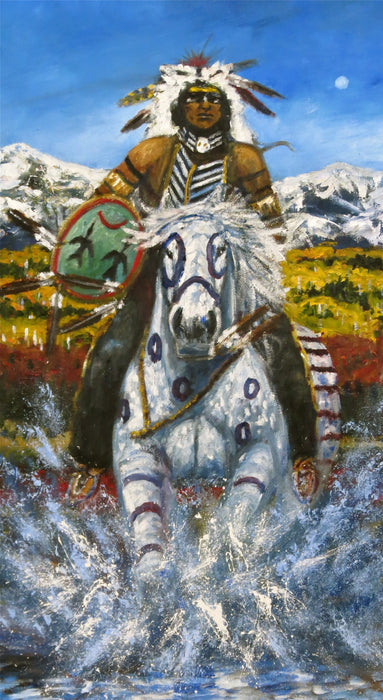 Native Horse and Rider Oil Painting, by Raymond Nordwall