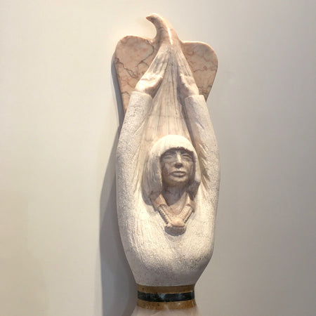 Her Spirit Companion, Sculpture by Cliff Fragua, Cliff Fragua Sculptures at Raven Makes Gallery in Sisters Oregon