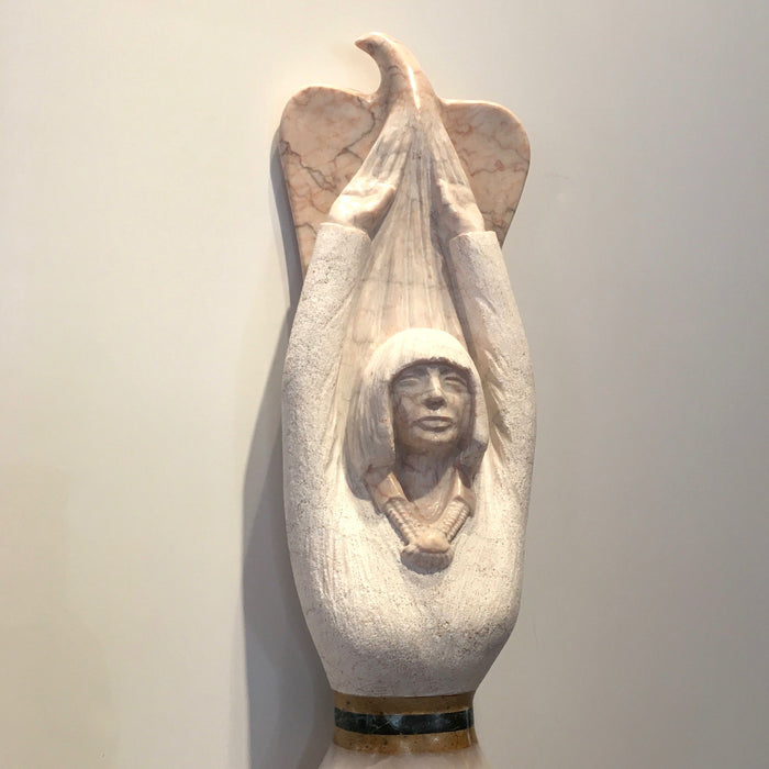 Her Spirit Companion, Sculpture by Cliff Fragua, Cliff Fragua Sculptures at Raven Makes Gallery in Sisters Oregon