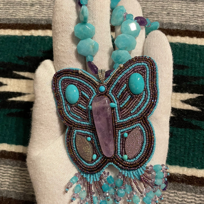 Beaded Butterfly Necklace, by Jovanna Poblano
