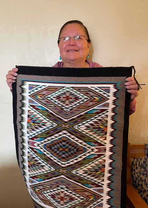 Teec Nos Pos Navajo Rug with Many Colors, by Bessie Littleben