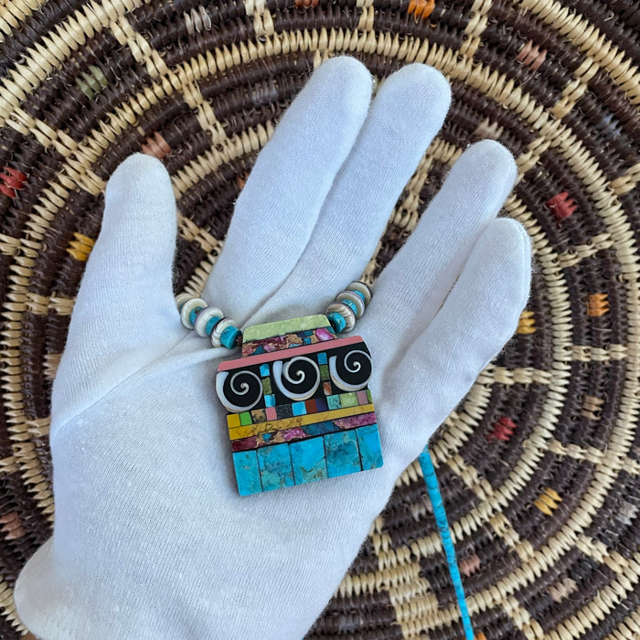 Clouds Are Coming Mosaic Inlay Necklace, by Mary L. Tafoya