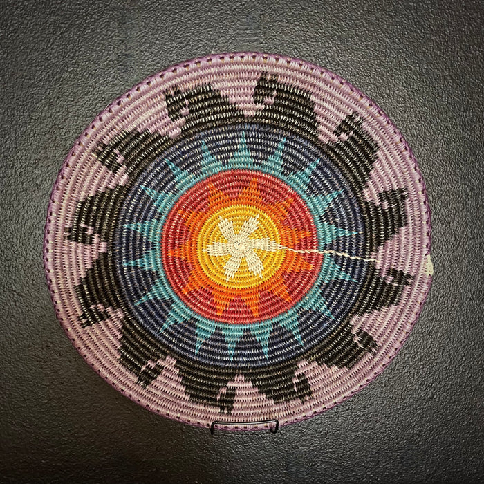 Sun, Moon, Stars, and 12 Horses Navajo Basket, by Sally Black