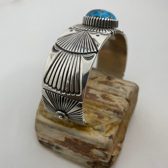 Morenci Turquoise and Silver Cuff Bracelet, by Ivan Howard