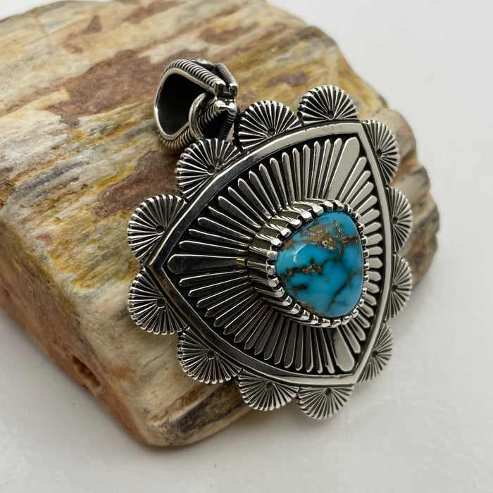 Turquoise and Silver Pendant, by Ivan Howard