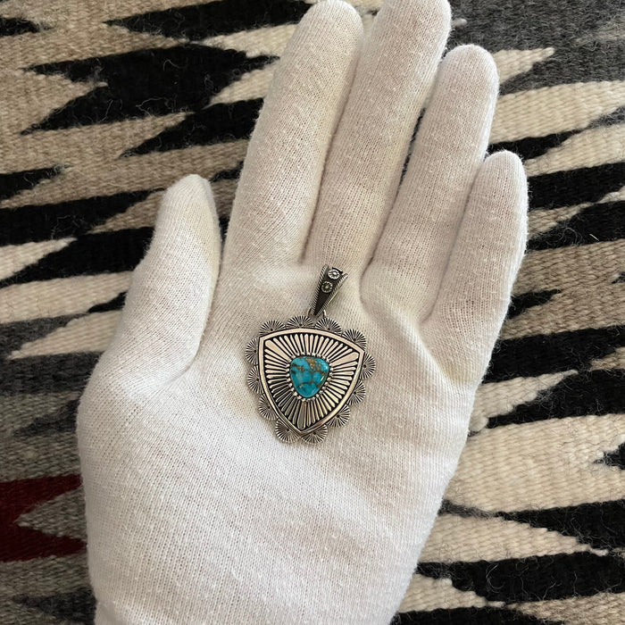 Turquoise and Silver Pendant, by Ivan Howard