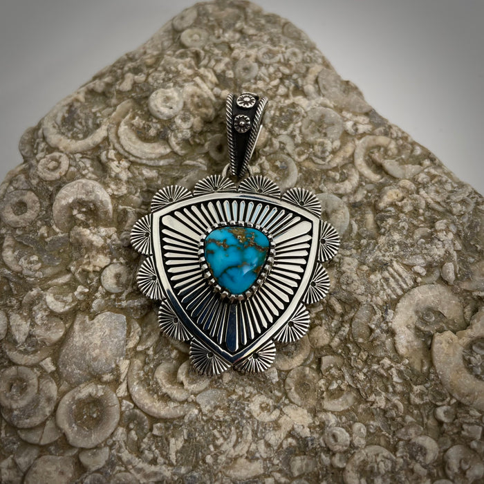 Turquoise and Silver Pendant, by Ivan Howard