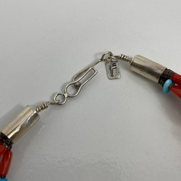 Cultured Fresh Water Pearls, Natural Coral and Sleeping Beauty Turquoise Chips Necklace
