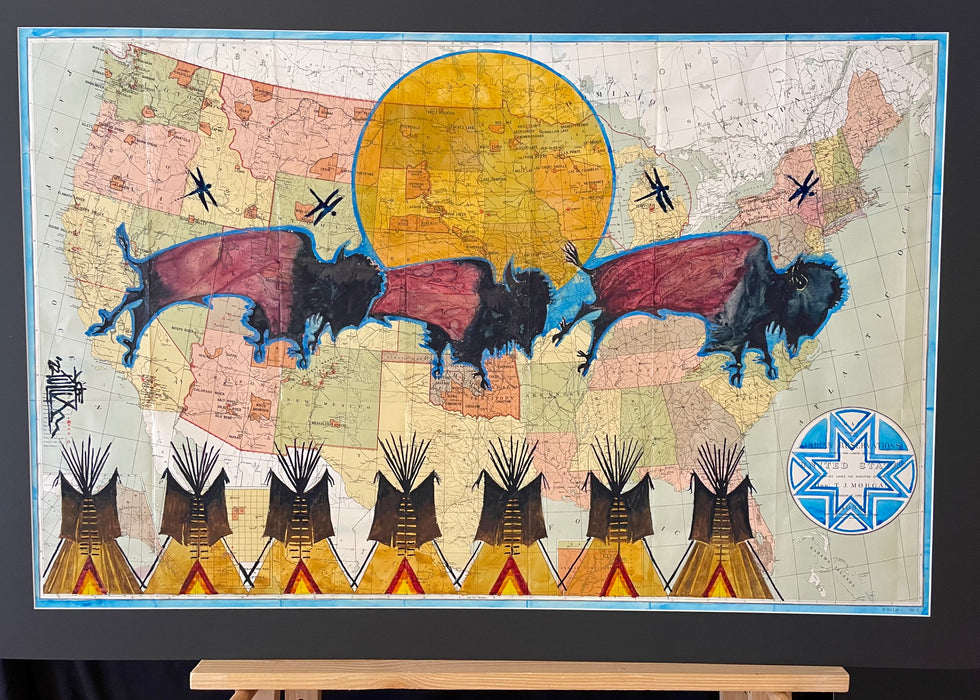 Your Manifest is Not My Destiny, 1892 Map of the Reservations, by Joe Pulliam, Oglala Lakota