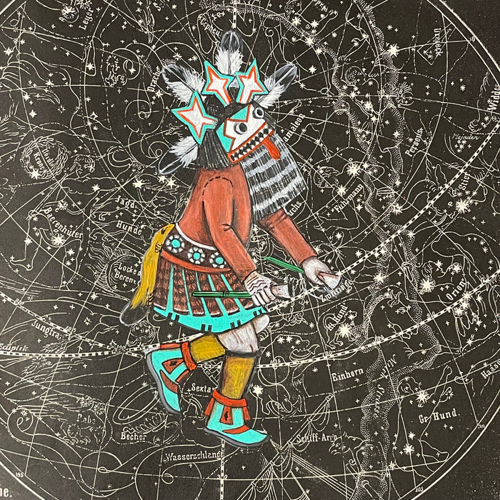 Blue A’hote (Sakwahote) Kachina, Celestial Map, by Wilmer Kaye, Hopi