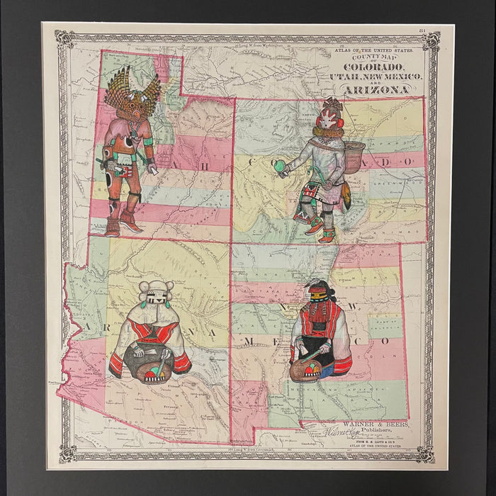 Four Sacred Directions, 1872 The Four Corners Map, by Wilmer Kaye, Hopi