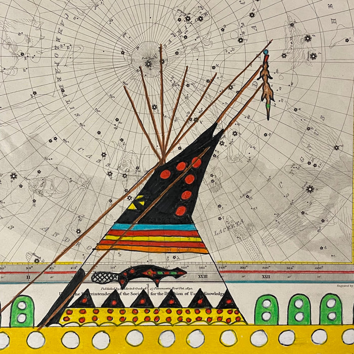 Stories of the Sky Beings,1844 Celestial Map, by Terrance Guardipee, Blackfeet
