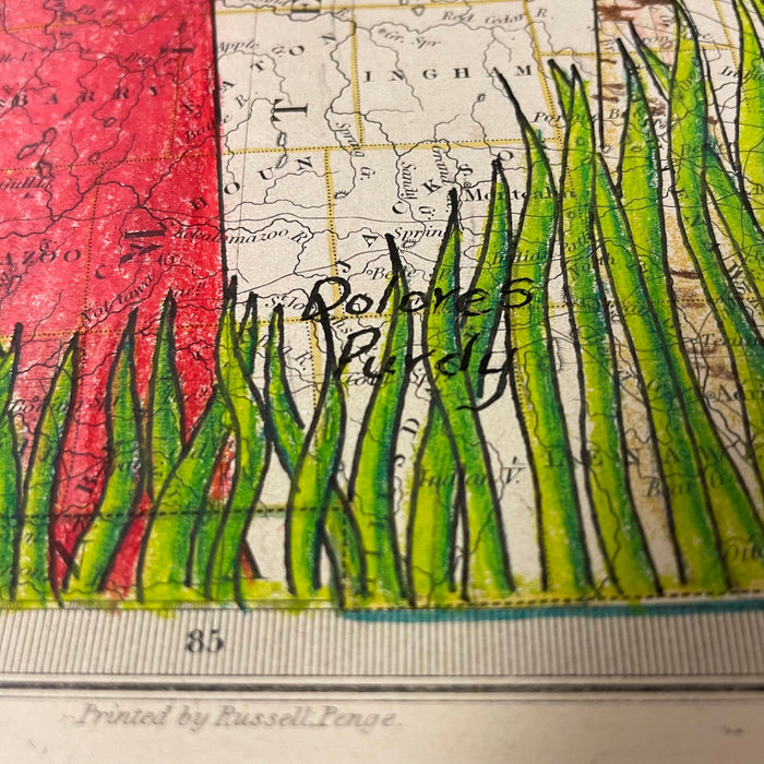 Medicine Teepees, 1844 Lake Michigan Region Map, by Dolores Purdy, Caddo Nation WInnebago