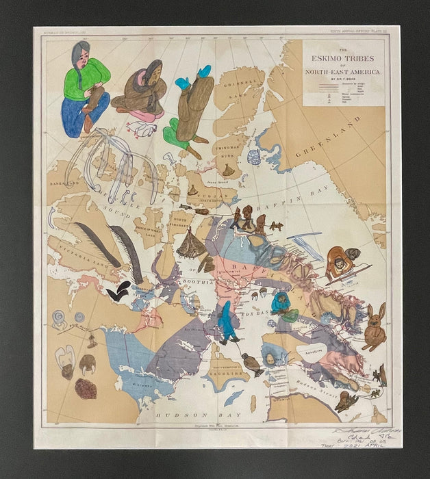 Our Land Our Lives, 1883 Eskimo Tribes map, Shuvanai Ashoona, Inuit