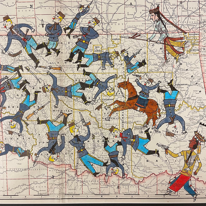 Major Joel Elliott's Command Battle of the Washita, 1882 Indian Territory Map, George Curtis Levi