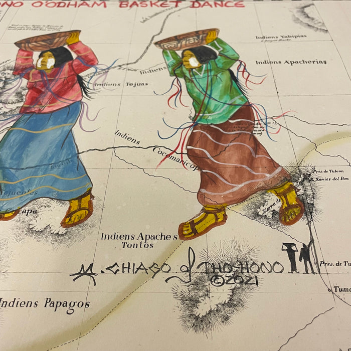 Tohono O'Odham Basket Dance, 1825 Map, by Michael Chiago Sr.