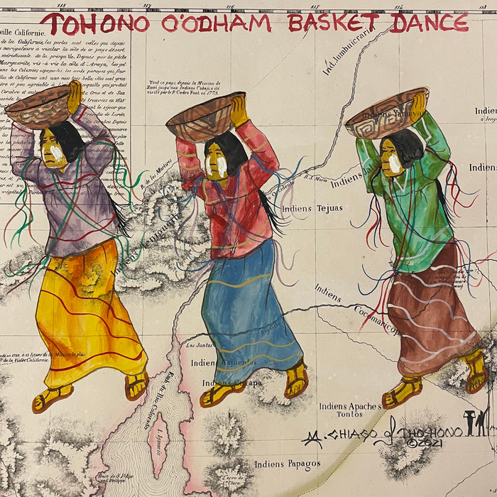 Tohono O'Odham Basket Dance, 1825 Map, by Michael Chiago Sr.