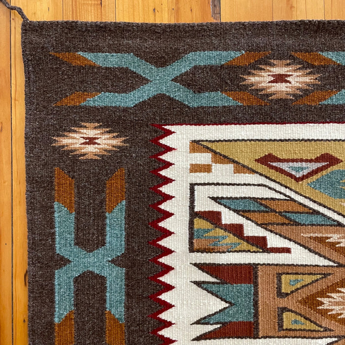 Teec Nos Pos Navajo Rug with Earth Tone Colors, by Irene Littleben