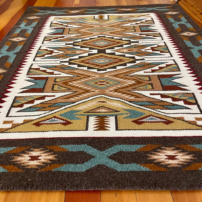 Teec Nos Pos Navajo Rug with Earth Tone Colors, by Irene Littleben