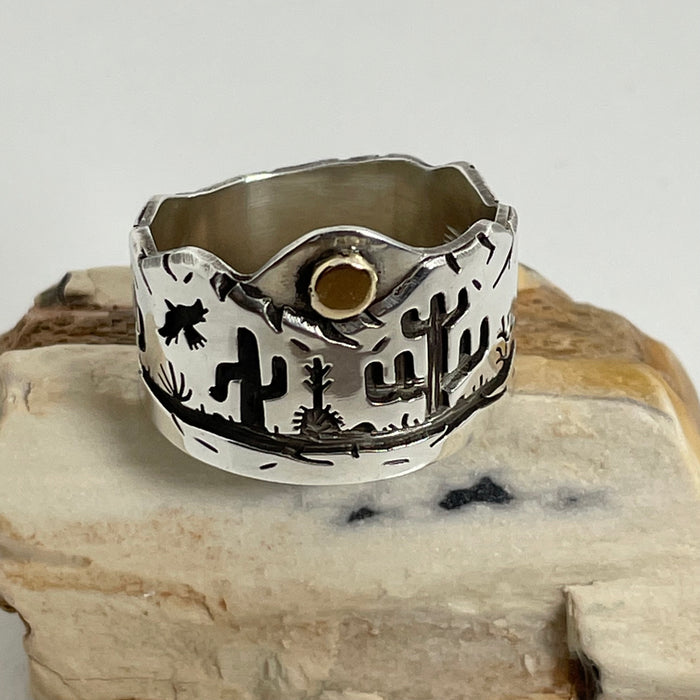 Sonoron Desert Scene Ring, by Rick Manuel, Tohono Odom