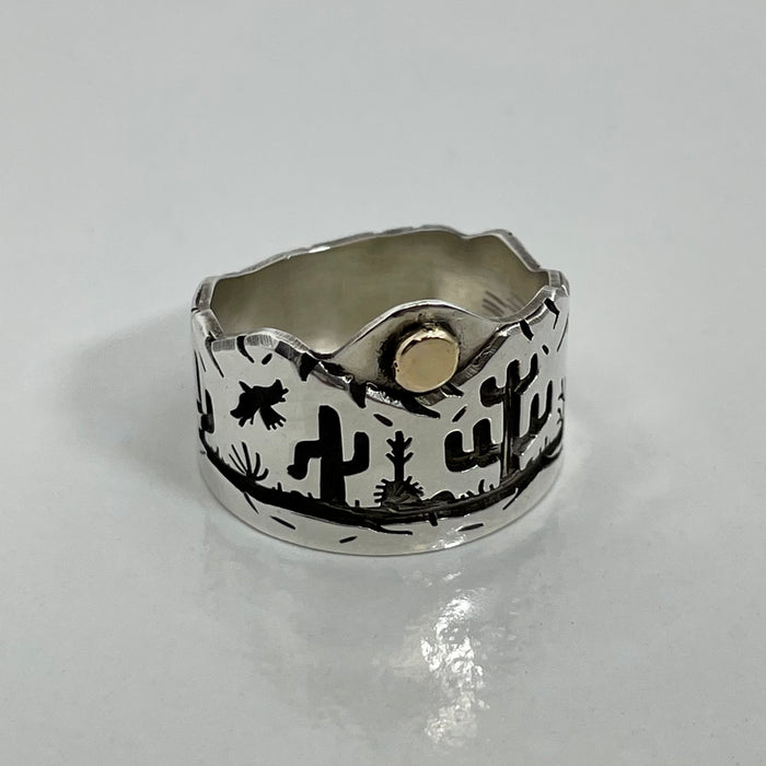 Sonoron Desert Scene Ring, by Rick Manuel, Tohono Odom