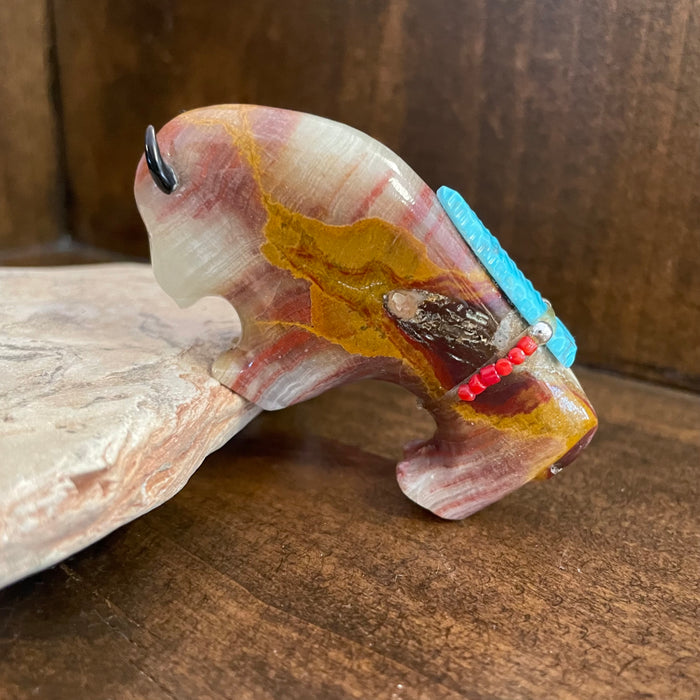 Banded Onyx Buffalo Zuni Fetish, by Todd Westika