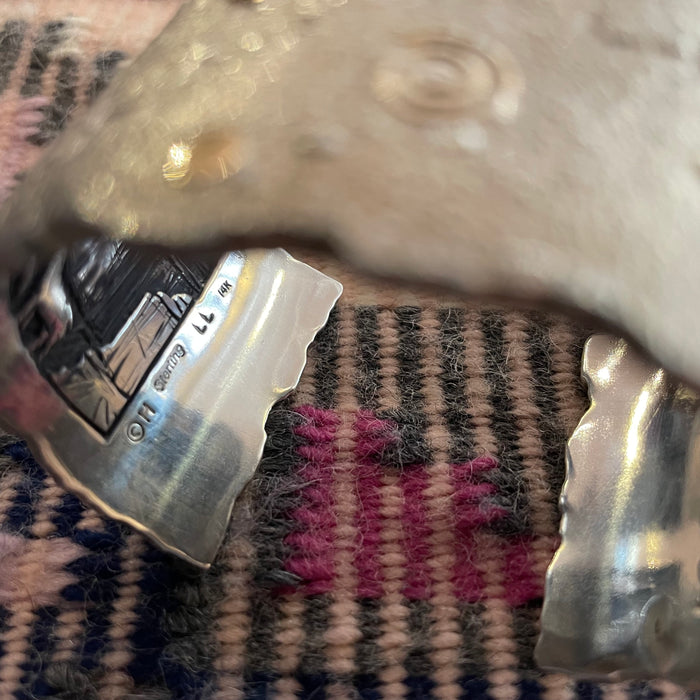 Silver and Gold Petroglyph and Storyteller Cuff Bracelet, by Cody Hunter