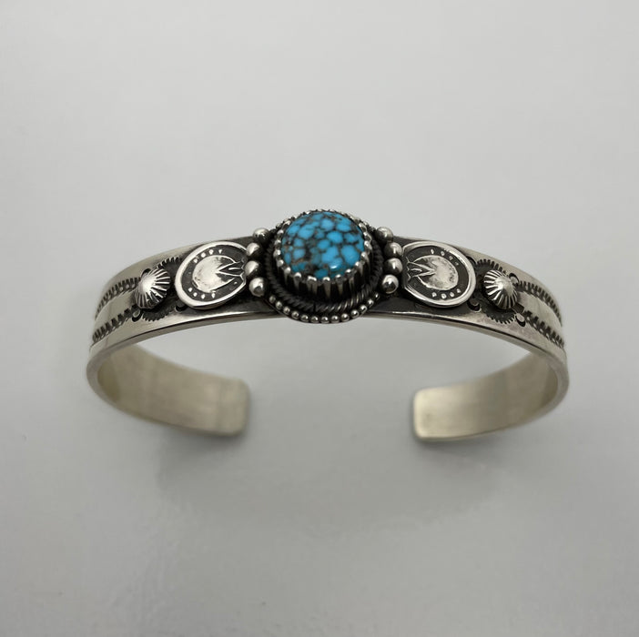 Webbed Turquoise and Silver Bracelet, by Ivan Howard