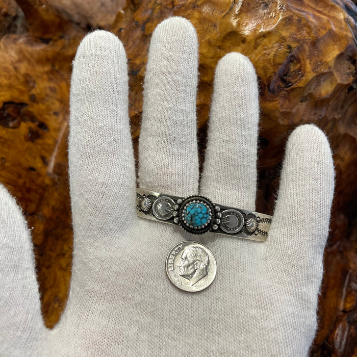 Webbed Turquoise and Silver Bracelet, by Ivan Howard