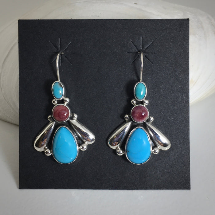 Drop Turquoise Earrings, by Dee Nez, Navajo