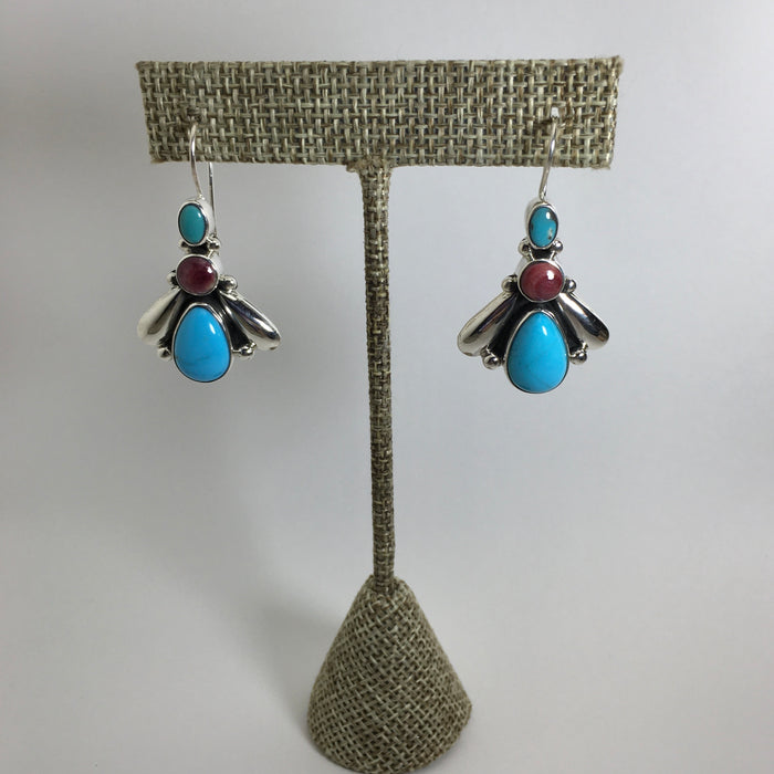 Drop Turquoise Earrings, by Dee Nez, Navajo