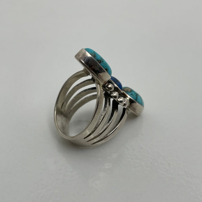 Three Stones Turquoise Ring, by Dee Nez