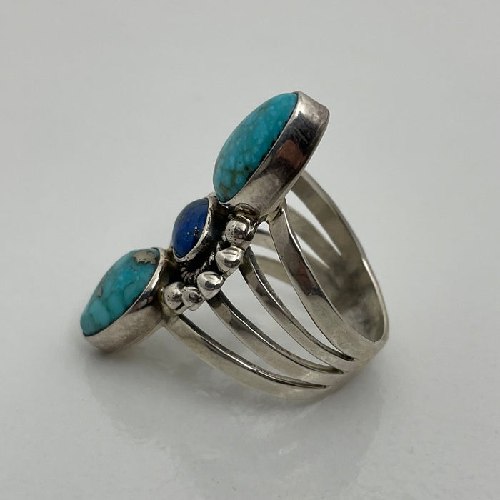 Three Stones Turquoise Ring, by Dee Nez