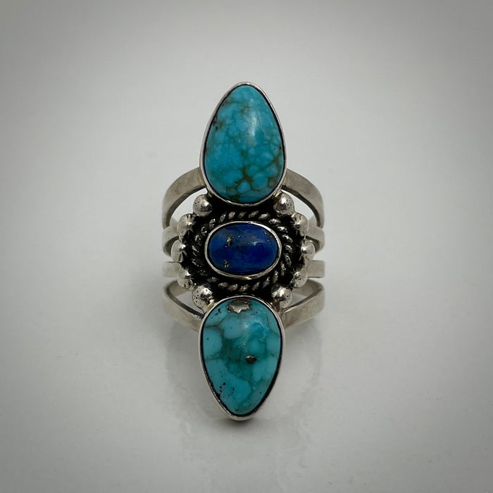 Three Stones Turquoise Ring, by Dee Nez