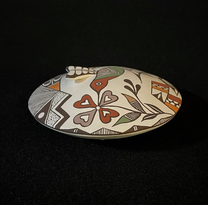 Acoma Seed Pot with Hummingbird and Lady Bug Friend, by Carolyn Concho