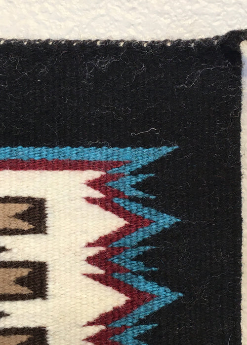 Storm Pattern Navajo Rug with Vibrant Jewel Colors, by Bessie Littleben
