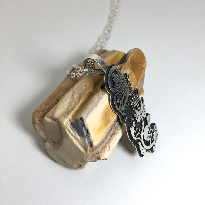 The Pollinators Hopi Silver Overlay Pendant, by Berra Tawahongva