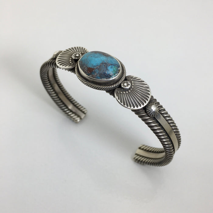 Bisbee Turquoise and Silver Bracelet, by Ivan Howard