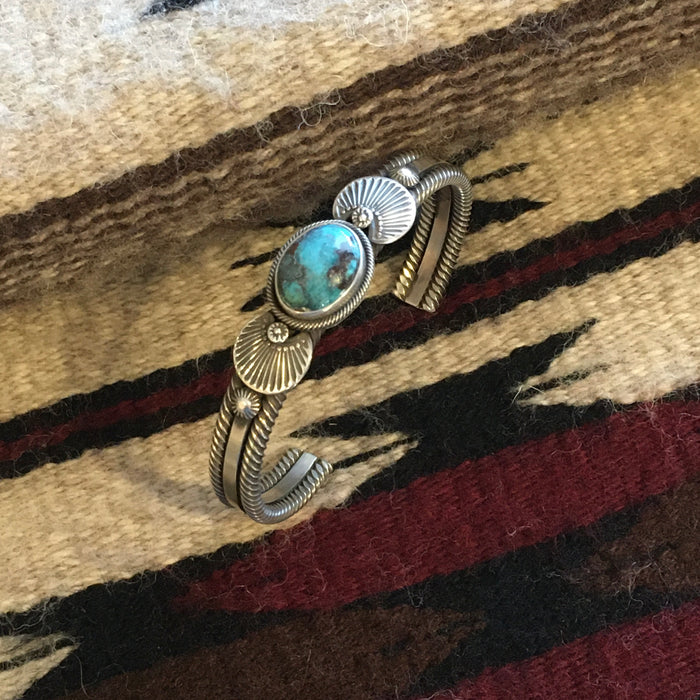 Bisbee Turquoise and Silver Bracelet, by Ivan Howard