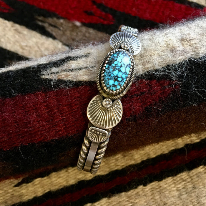 Kingman Turquoise and Silver Navajo Bracelet, by Ivan Howard