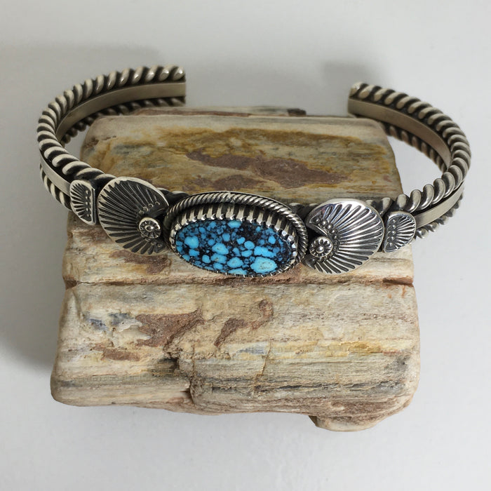Kingman Turquoise and Silver Navajo Bracelet, by Ivan Howard
